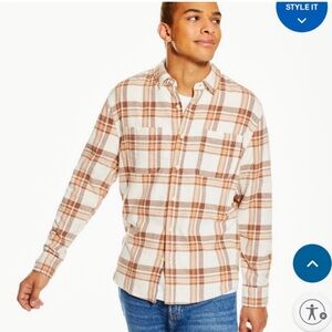 Aeropostale Long Sleeve Relaxed Washed Plaid Button-Down Shirt Extra Large